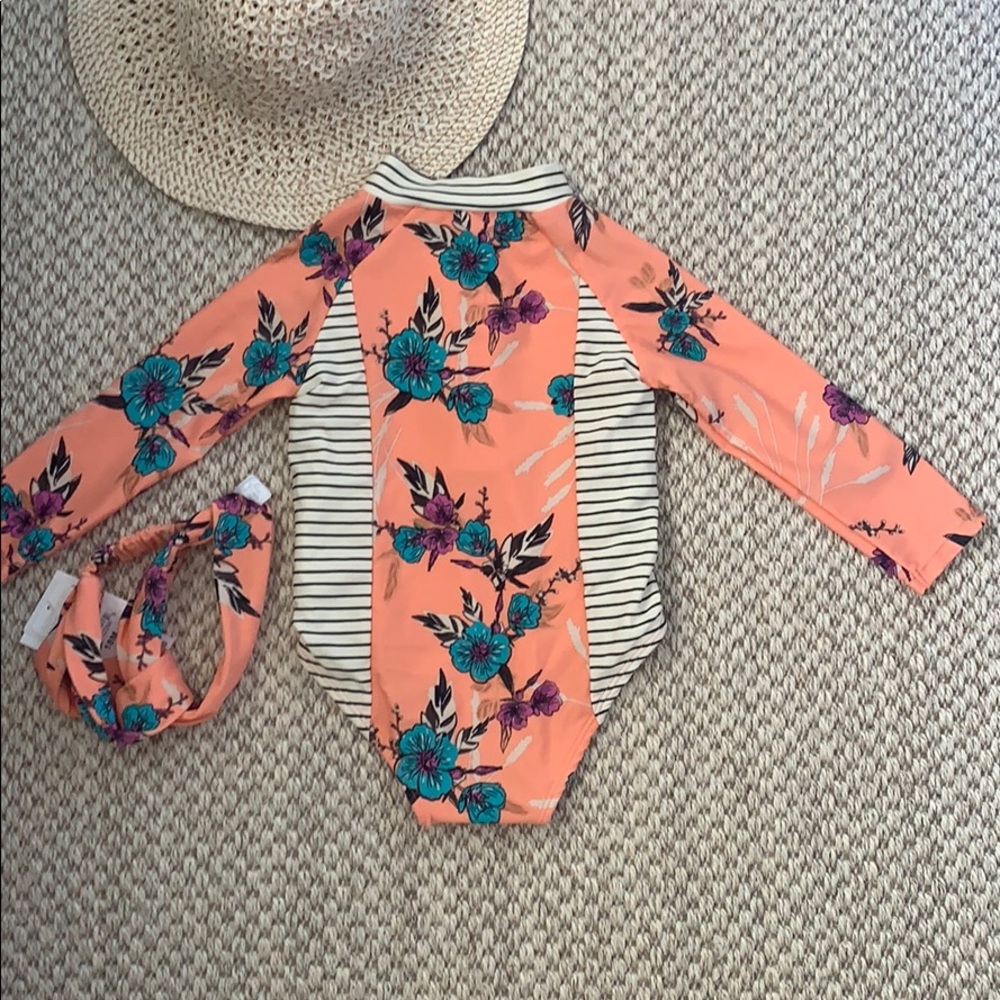 RARE New Jessica Simpson Rashguard Ruffle Swimsuit - Picture 3 of 7